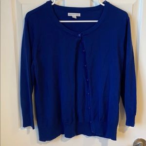 Women royal blue 3/4 sleeve cardigan